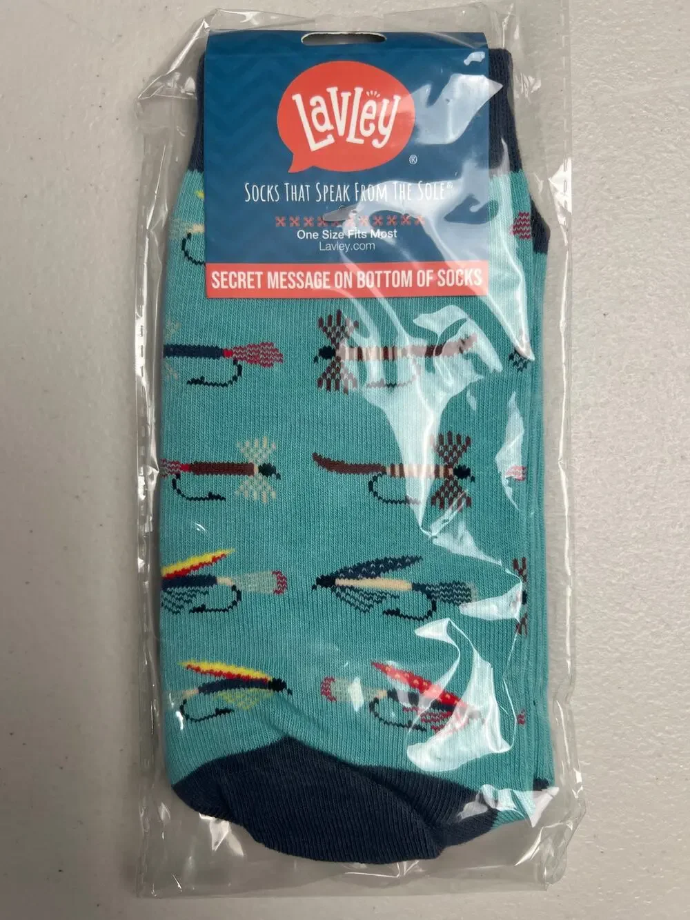 Lavley One Size Fits Most NWT Blue Socks That Speak From The Sole